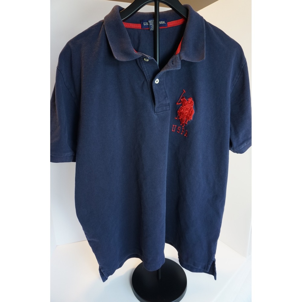 US Polo Assn Mens XL Navy Blue Big Logo Short Sleeve Pique Polo Shirt 11625088
